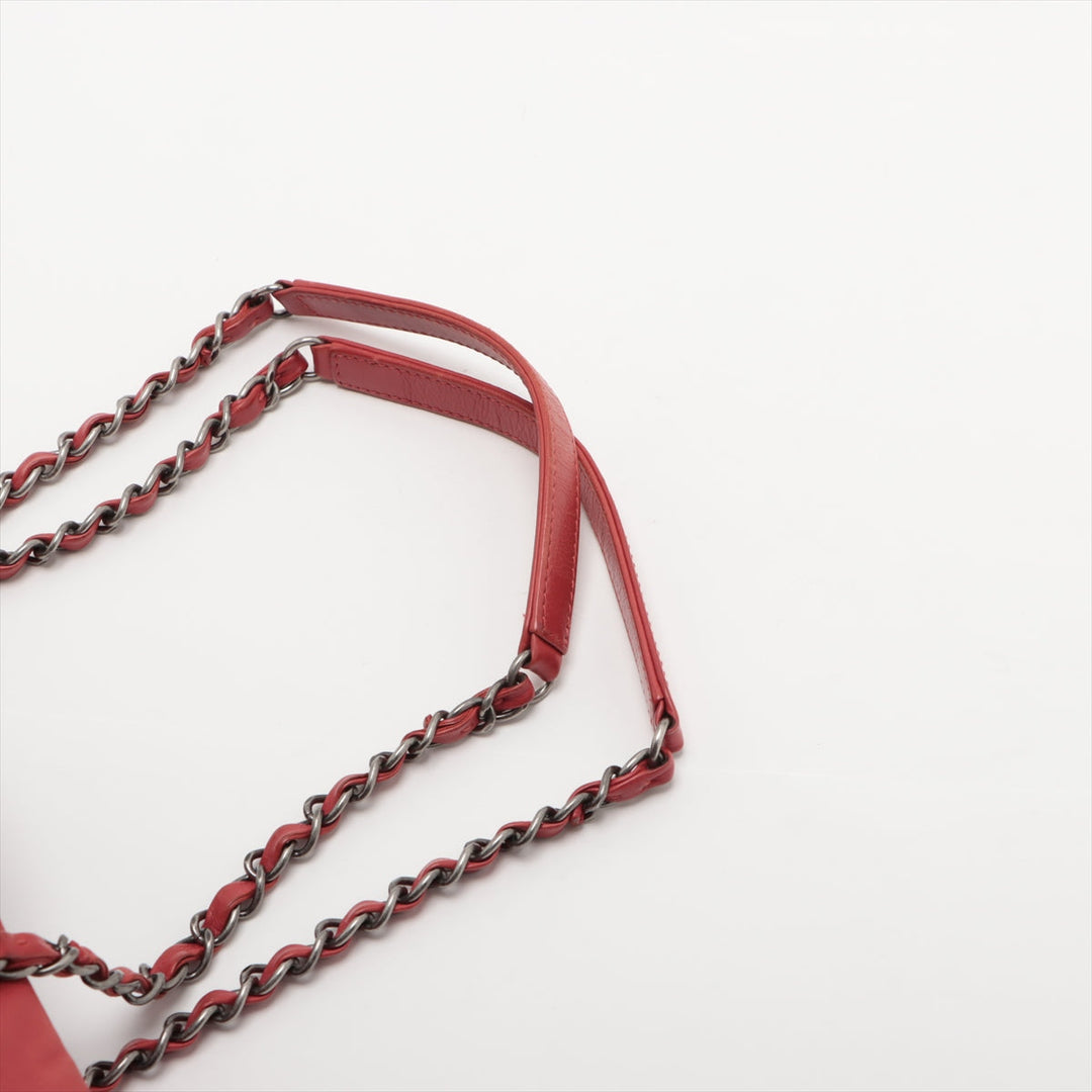 Top Quality Chanel Coco Leather Chain Top Bag Red Black X Silver G  18th