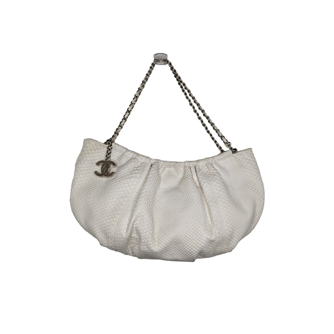 Top Quality Chanel Vintage White Python CC Chain Hobo Bag
