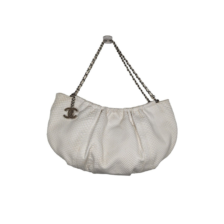 Top Quality Chanel Vintage White Python CC Chain Hobo Bag