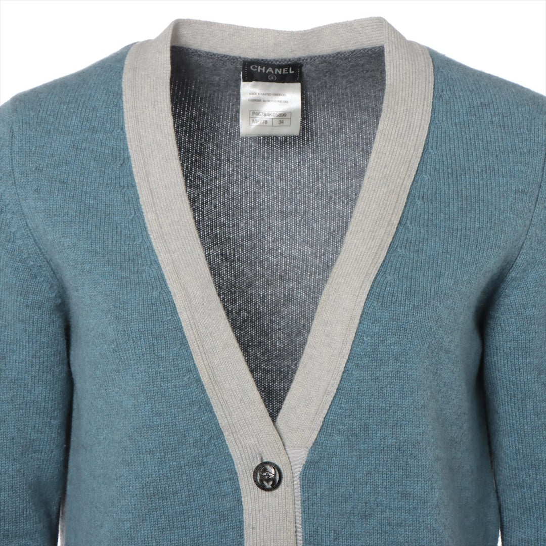 Top Quality Chanel Coconut Button Casimir Cardigan 34  Blue x Grey P46784