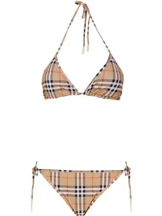 Burberry WoMen's Vintage Check Triangle Bikini Archives Beige