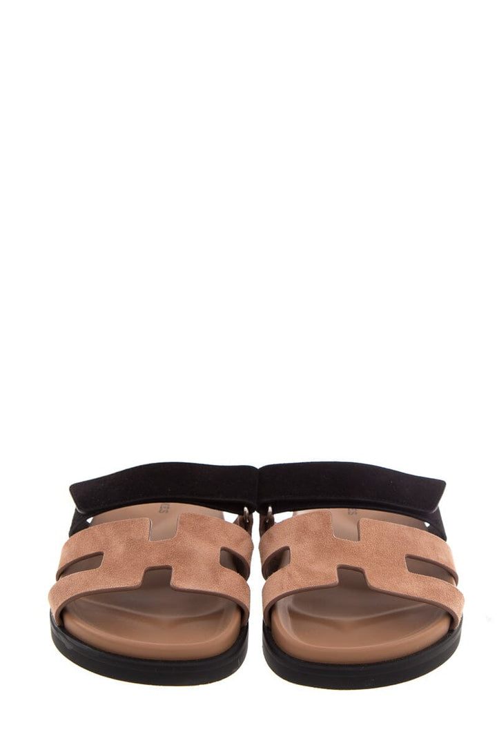 Hermès Brow & Black Chypre Sandals SZ 36