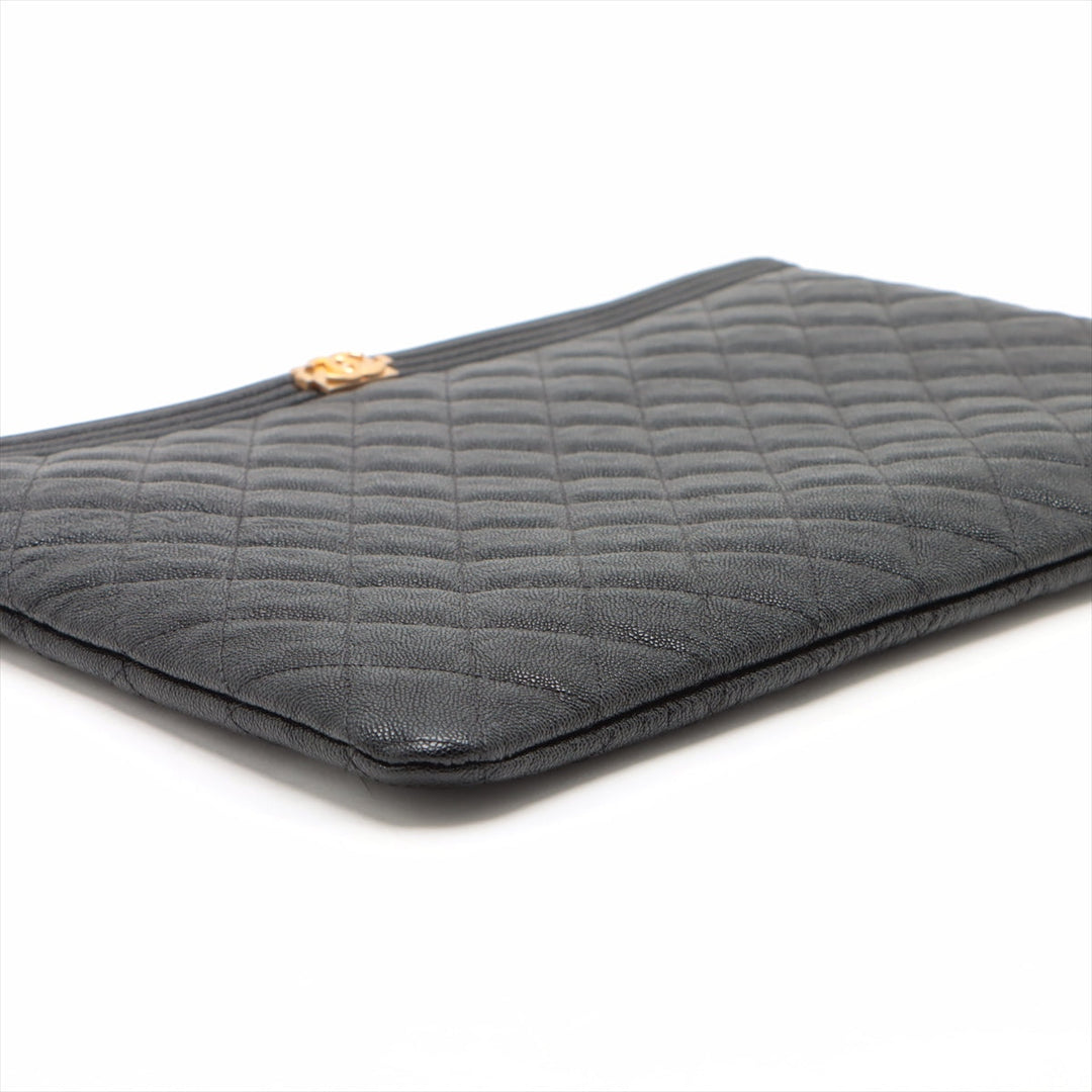 Top Quality Chanel Boy Top Quality Chanel Caviar S Clutch Bag Black Gold  25th