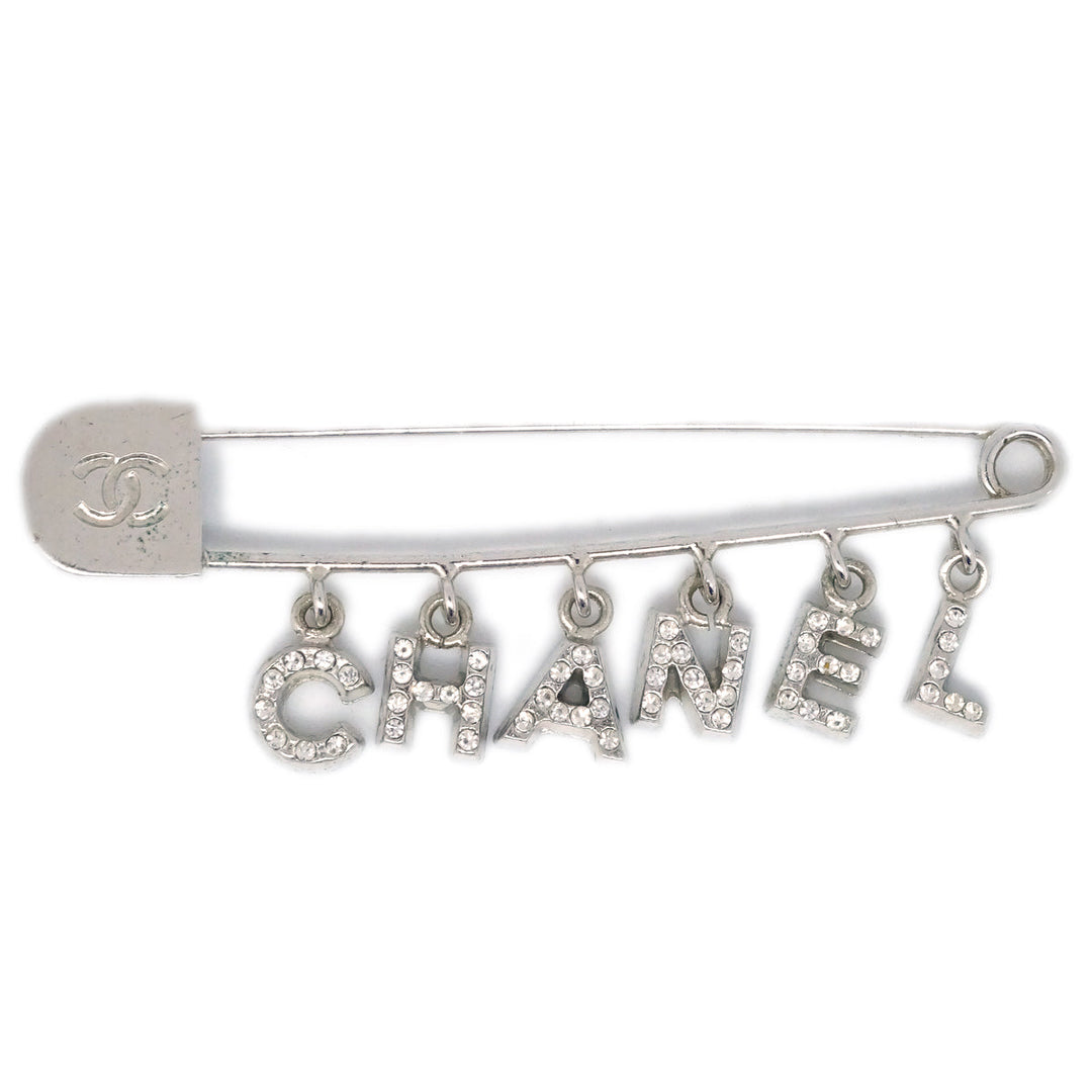 Top Quality Chanel Rhinestone Brooch Pin Silver 01P