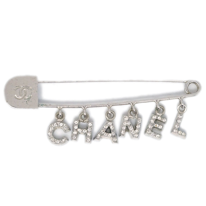 Top Quality Chanel Rhinestone Brooch Pin Silver 01P