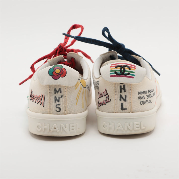 Top Quality Chanel Coco Canvas  Leather Trainers 44 Men White G34878
