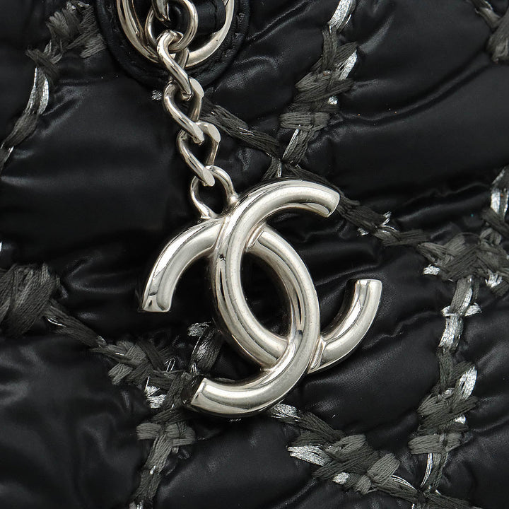 Top Quality Chanel Top Quality Chanel PARIVISANCE KILTING Chain Shoulder Bag Nylon Dark Grey Black Silver  A50633