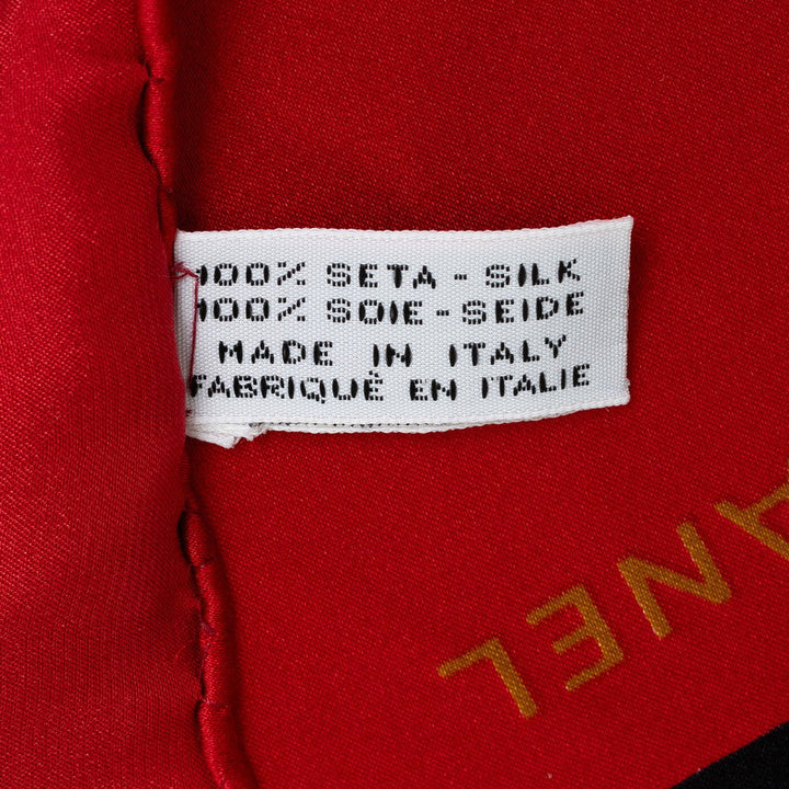 Top Quality Chanel Vintage Silk Scarf Red Flap Bag Motifs