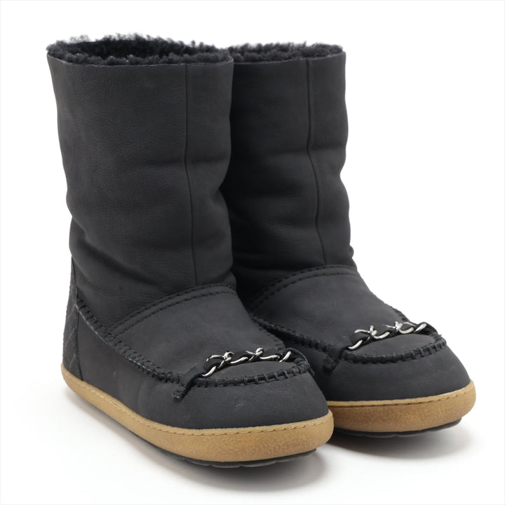 Top Quality Chanel Coco Mouton x Leather Shoes 36  Black G28739 Chain