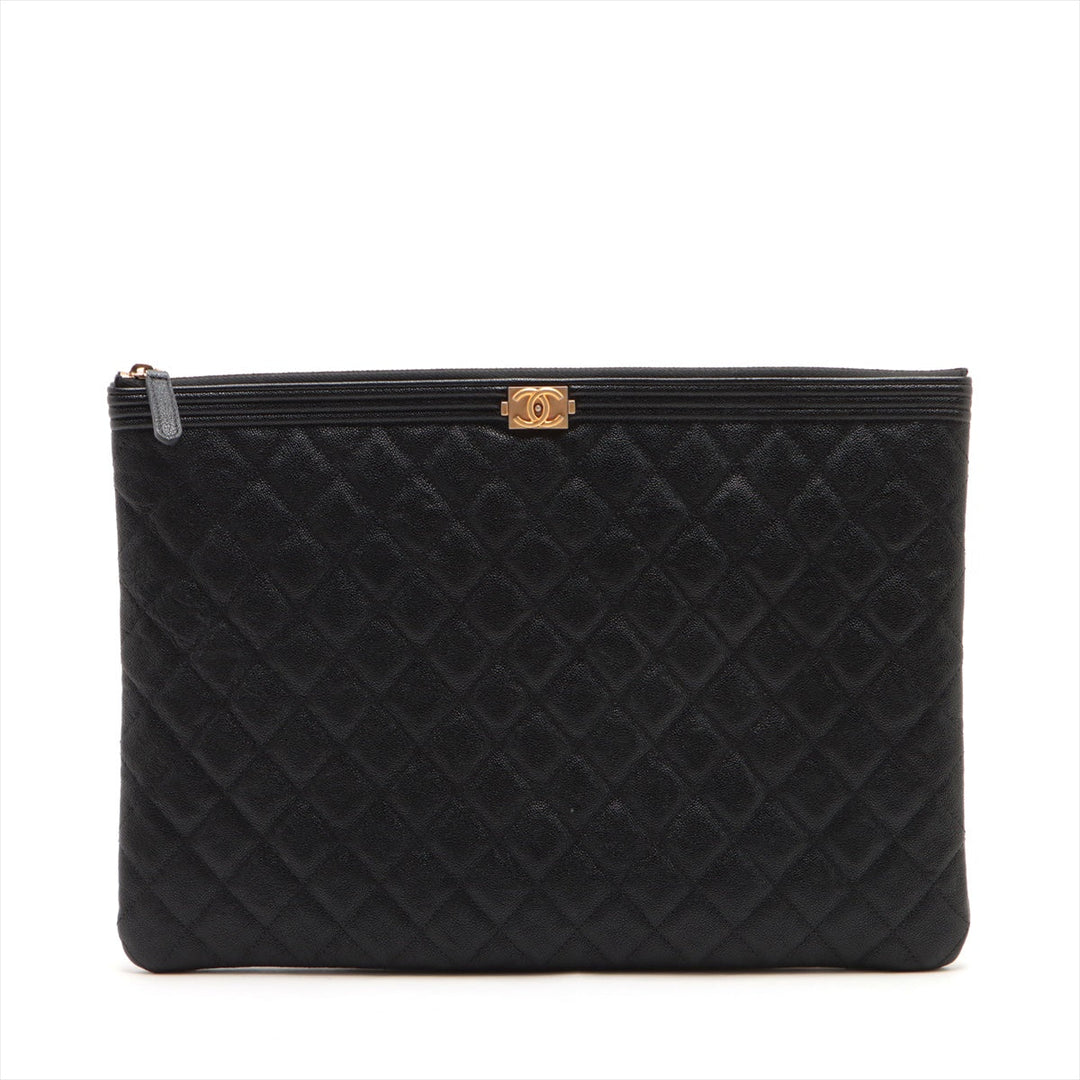 Top Quality Chanel Boy Top Quality Chanel Caviar S Clutch Bag Black Gold  25th