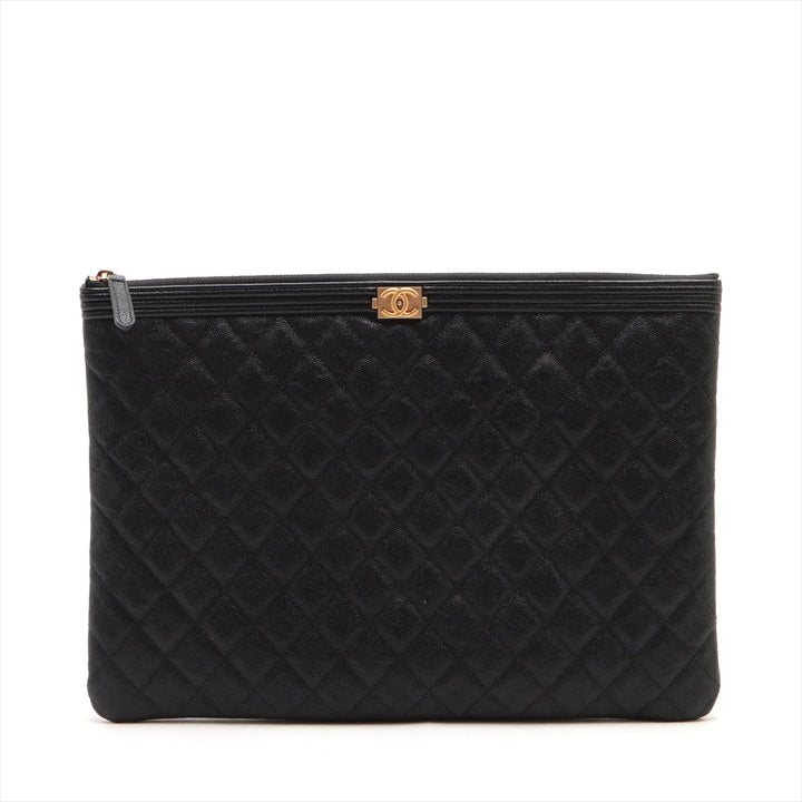 Top Quality Chanel Boy Top Quality Chanel Caviar S Clutch Bag Black Gold  25th