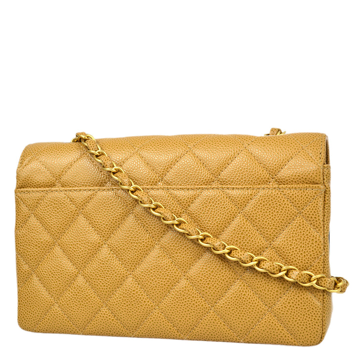 Top Quality Chanel 2003-2004 Beige Caviar Straight Flap Shoulder Bag