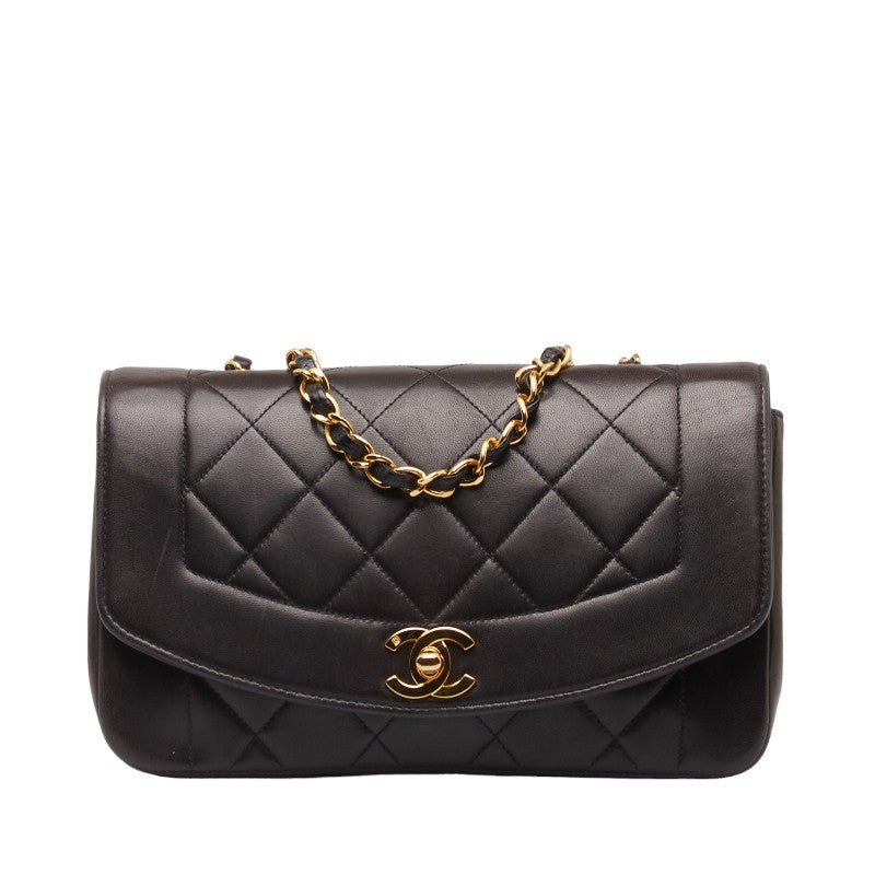 Top Quality Chanel Diana 23 Chain Shoulder Bag Black Lambskin Leather Ladies Chanel