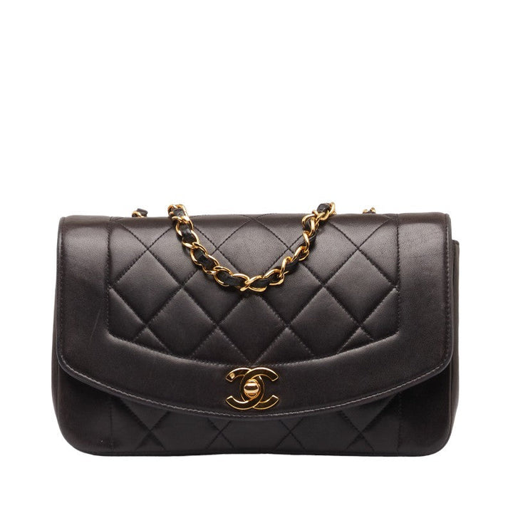 Top Quality Chanel Diana 23 Chain Shoulder Bag Black Lambskin Leather Ladies Chanel