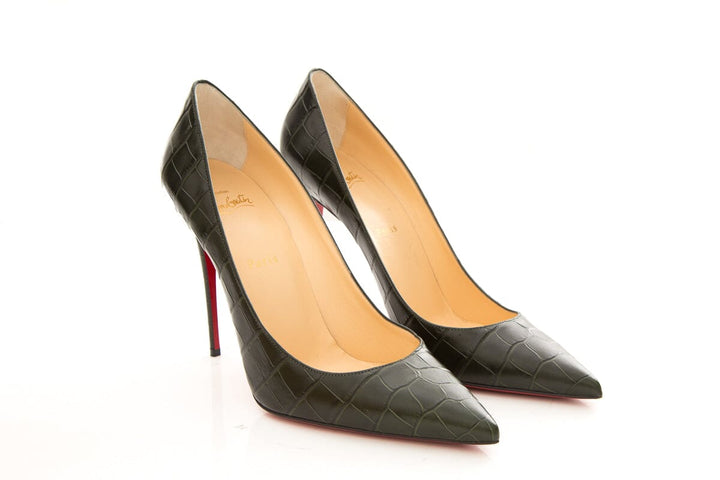 Christian Louboutin Green Crocodile Embossed Heels SZ 42