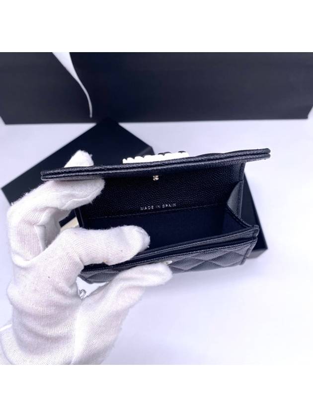 Caviar Flap Card Wallet Black Chanel