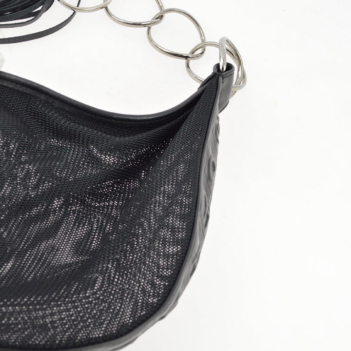 Top Quality Chanel Black Canvas Fringe Mesh Shoulder Bag