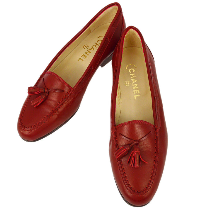 Top Quality Chanel * Red Flat Shoes #37 1/2