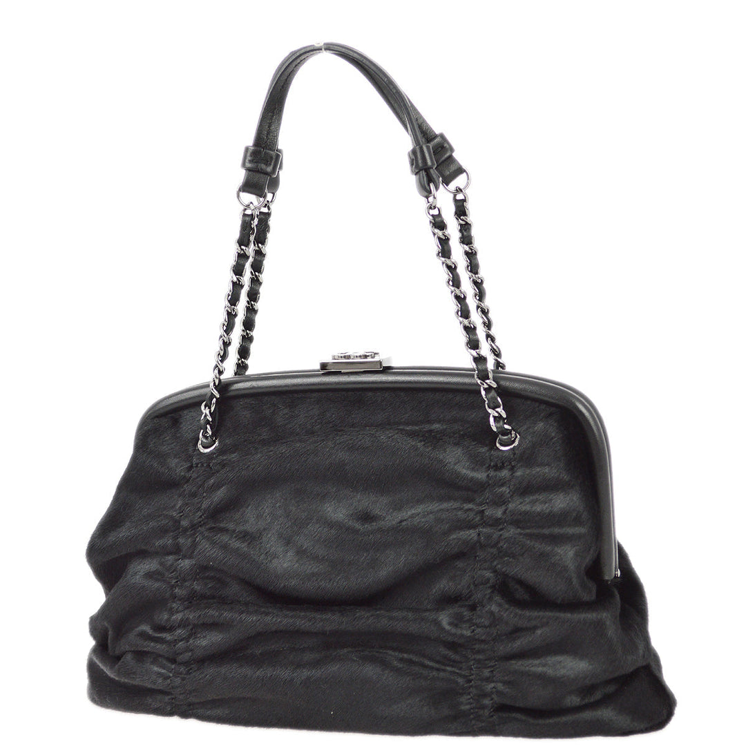 Top Quality Chanel 1989-1991 Black Pony Hair Handbag