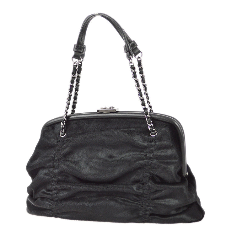 Top Quality Chanel 1989-1991 Black Pony Hair Handbag