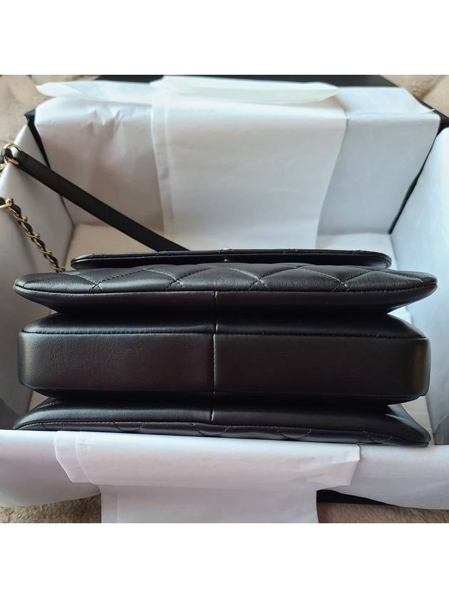 Gold Plated CC Top Handle Flap Small Tote Bag Black Chanel