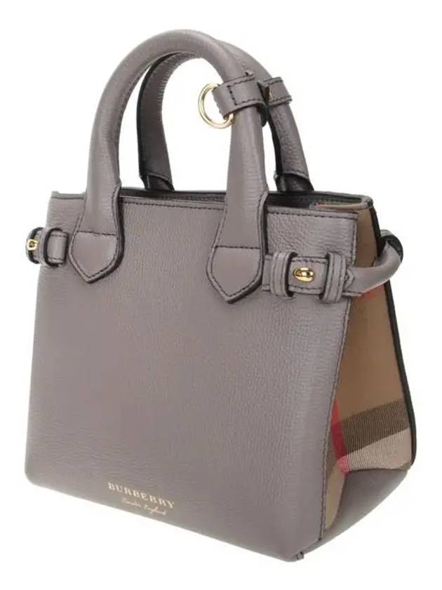 Burberry Banner House Check Derby Mini Tote Bag Grey