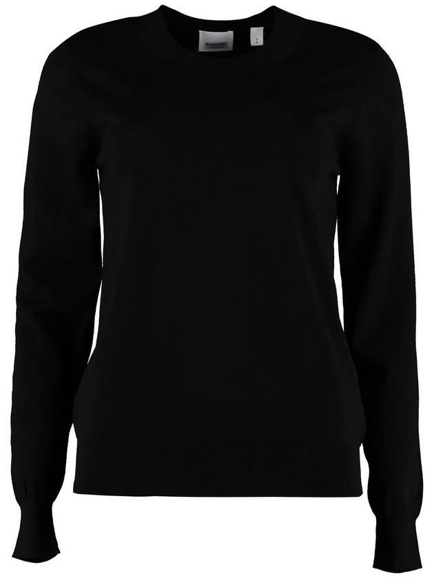 Burberry Check Patch Merino Wool Knit Top Black