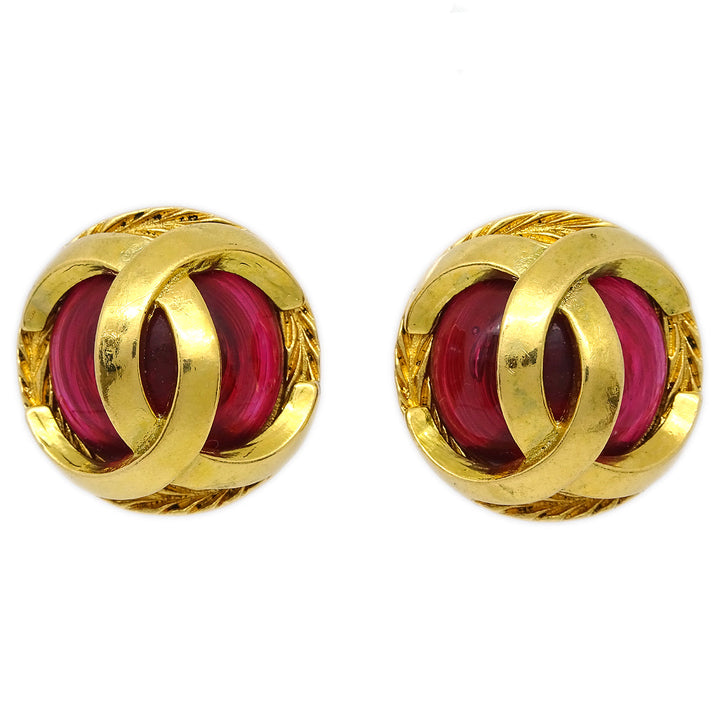 Top Quality Chanel Bijou Button Earrings Gold Clip-On
