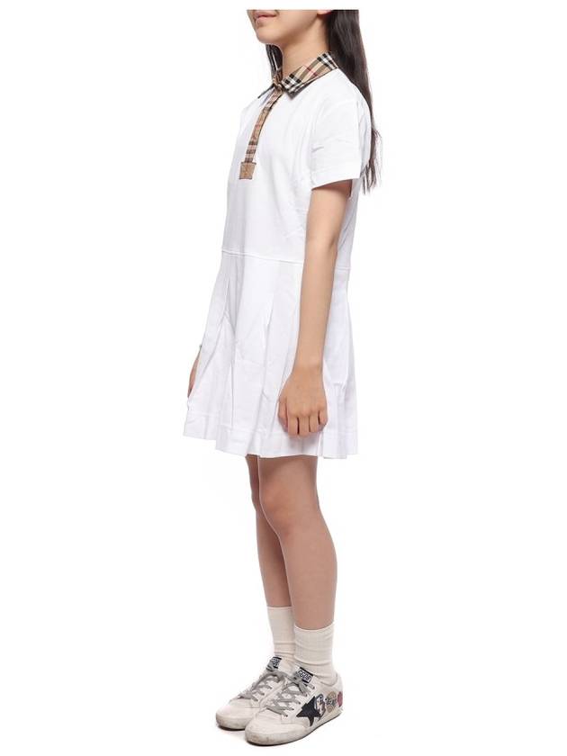 Burberry Kids Collar Check Polo Dress White