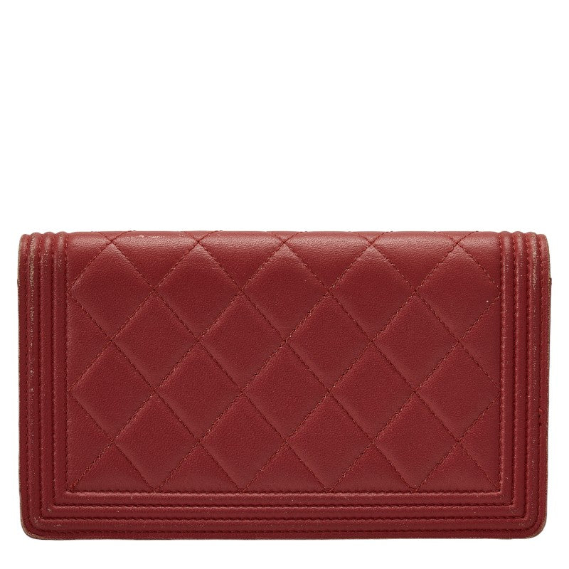 Top Quality Chanel Long Wallet Leather Wine Red