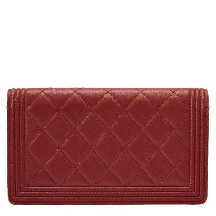 Top Quality Chanel Long Wallet Leather Wine Red