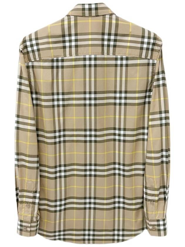 Burberry Men's Check Pattern Long Sleeve Shirt Beige