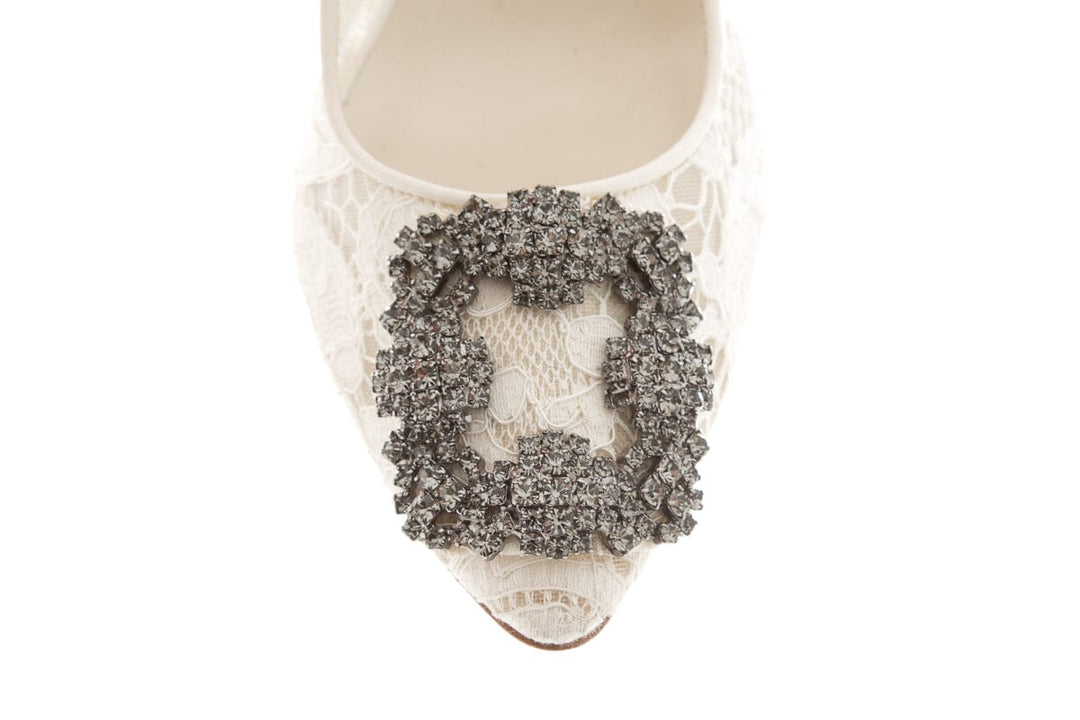 Manolo Blahnik White Lace Heel SZ 36