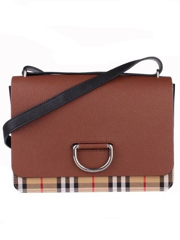 Burberry Vintage Check Leather D-Ring Medium Cross Bag Brown