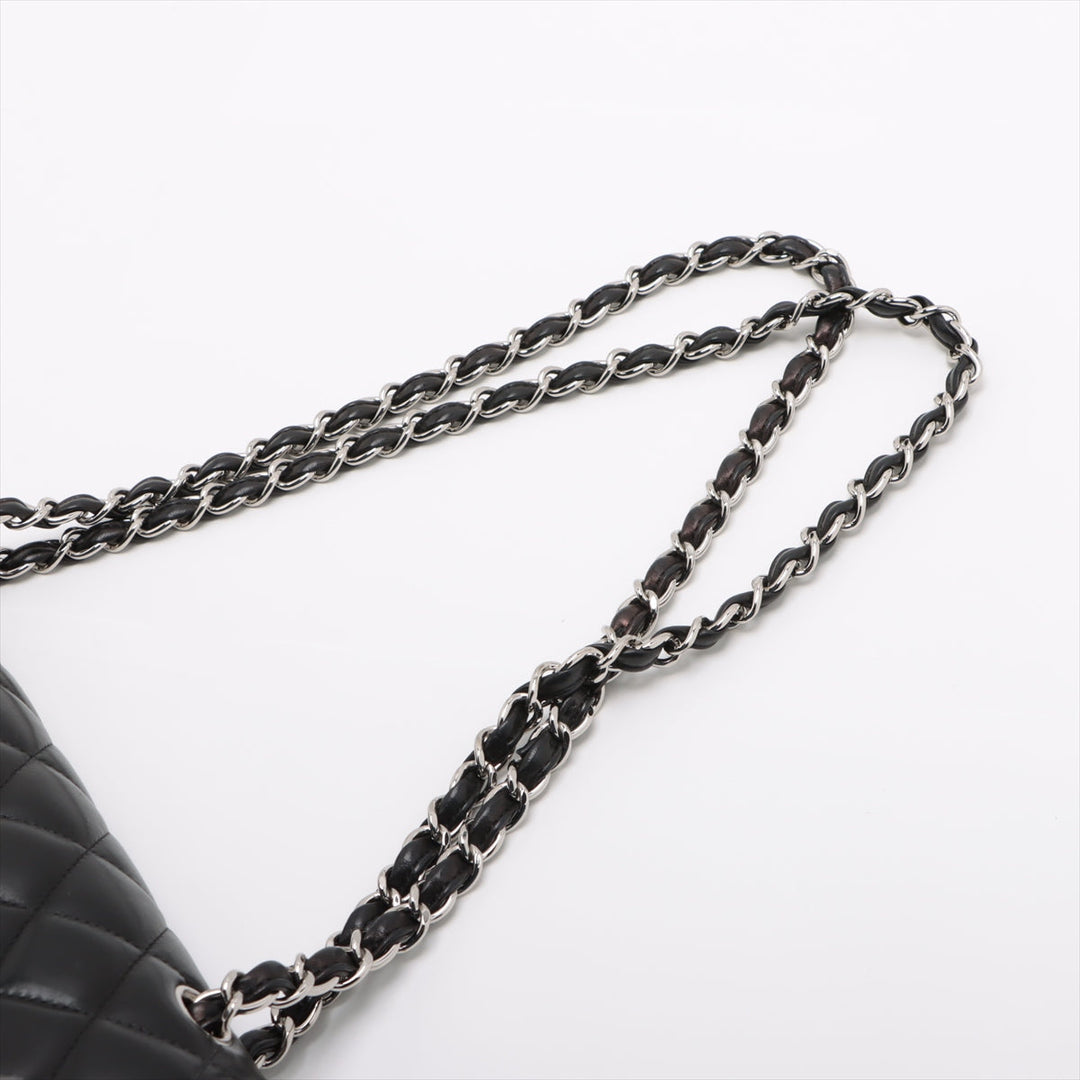Top Quality Chanel Decamatrasse 30 Double Flap Chain Bag Black Silver Lambskin A58600