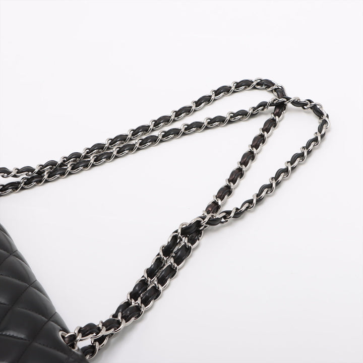 Top Quality Chanel Decamatrasse 30 Double Flap Chain Bag Black Silver Lambskin A58600
