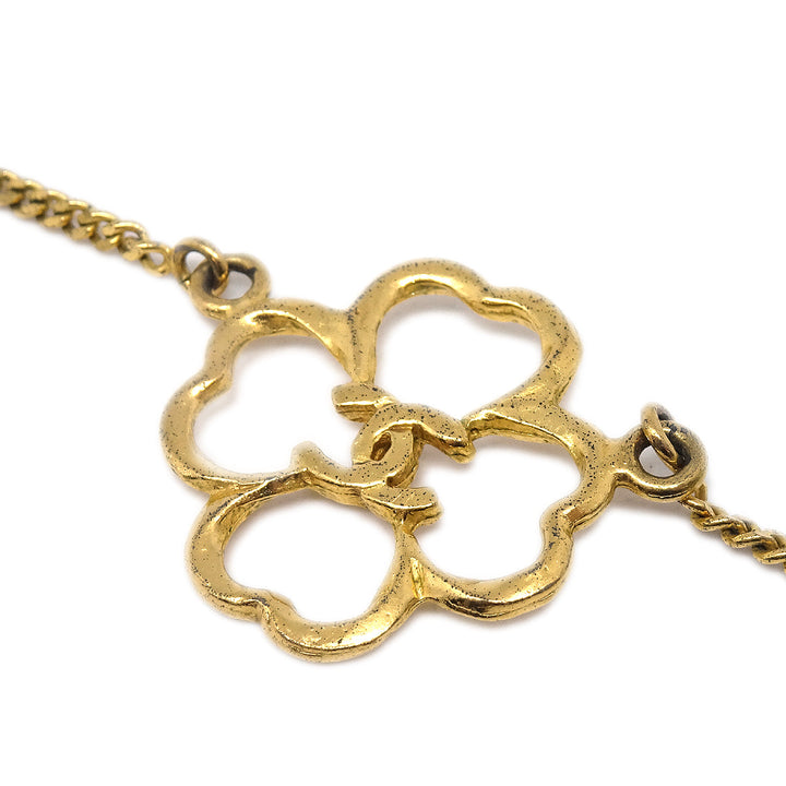 Top Quality Chanel Clover Pendant Necklace Gold 1993