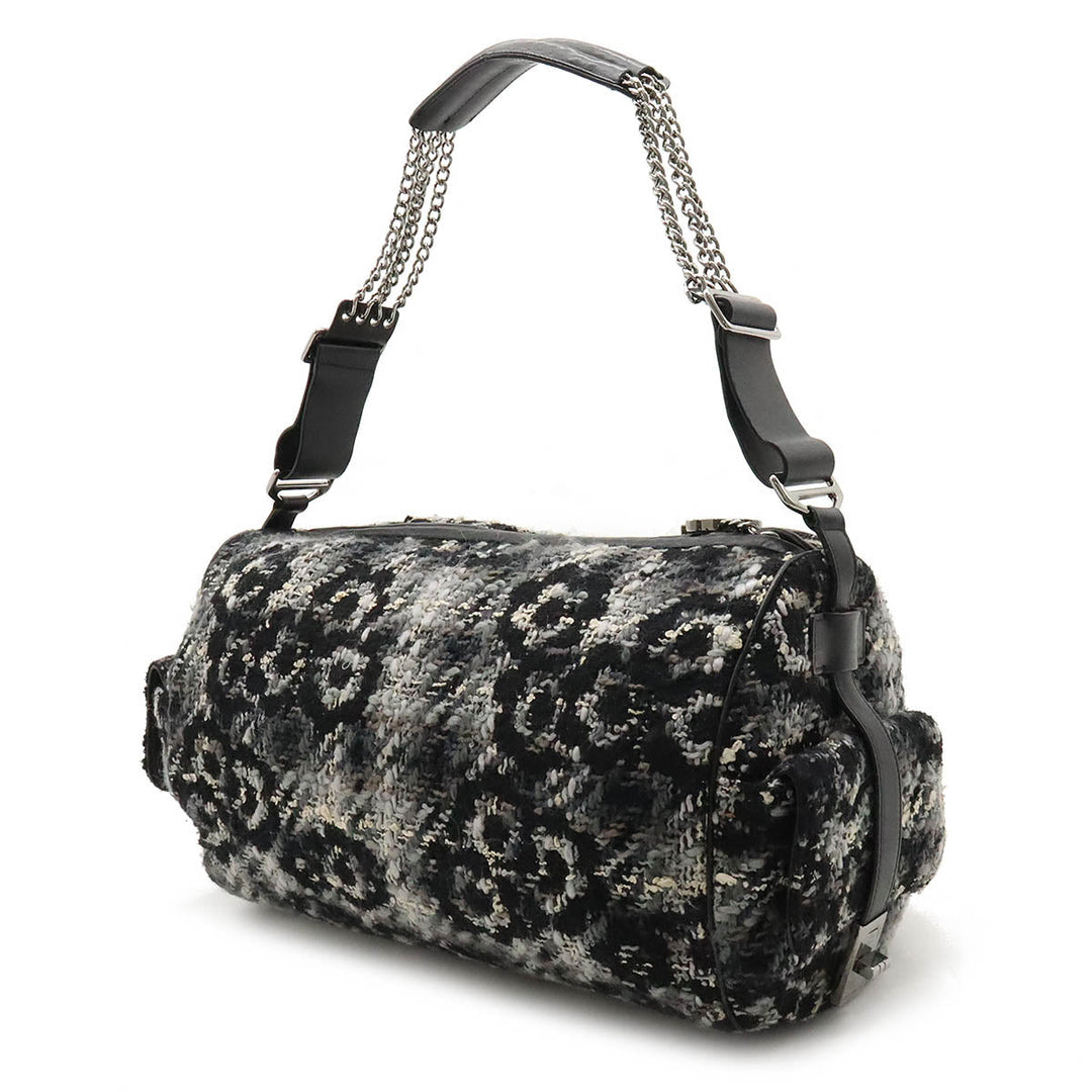 Top Quality Chanel One Shoulder Bag in Tweed Black Grey Silver