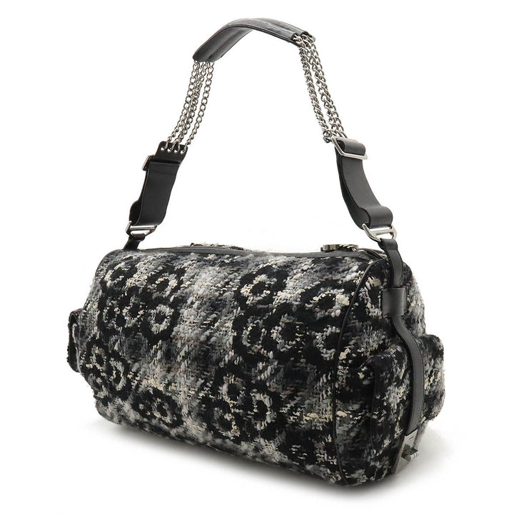 Top Quality Chanel One Shoulder Bag in Tweed Black Grey Silver