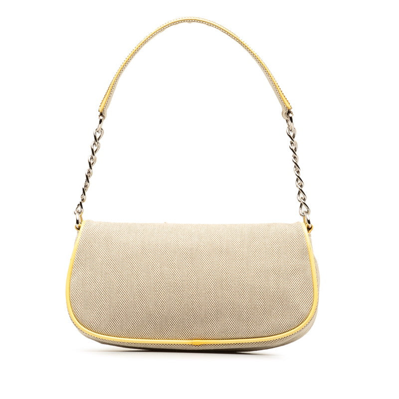 Top Quality Chanel None.5 Camellia Chain One-Shoulder Bag Yellow Gr Canvas Patent Leather  Chanel