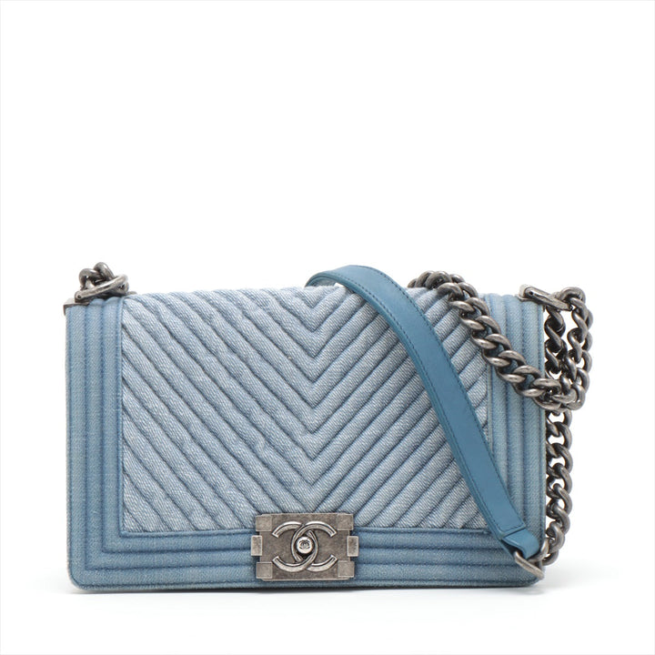 Top Quality Chanel Blue Denim Chain Shoulder Bag