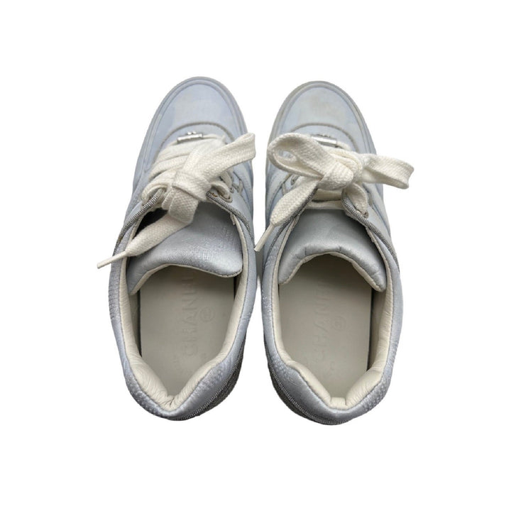Chanel Shoes CC Low-Top Sneakers Sky Blue Sz 37