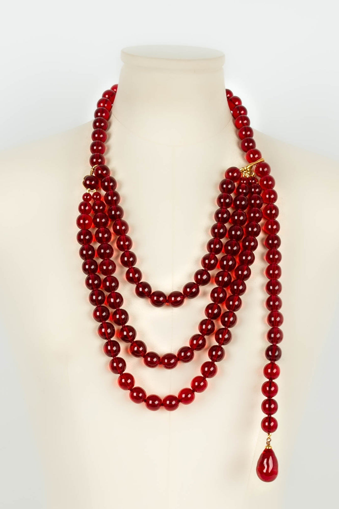 Ceinture de perles rouges Top Quality Chanel 1992