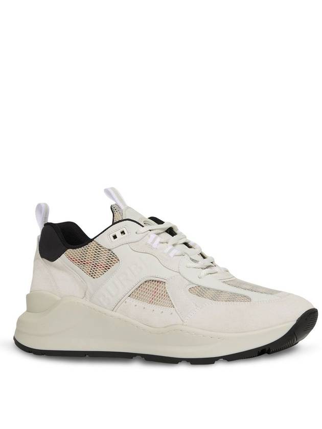 Top Quality Burberry Vintage Check Mesh and Suede Sneakers Archive Beige White