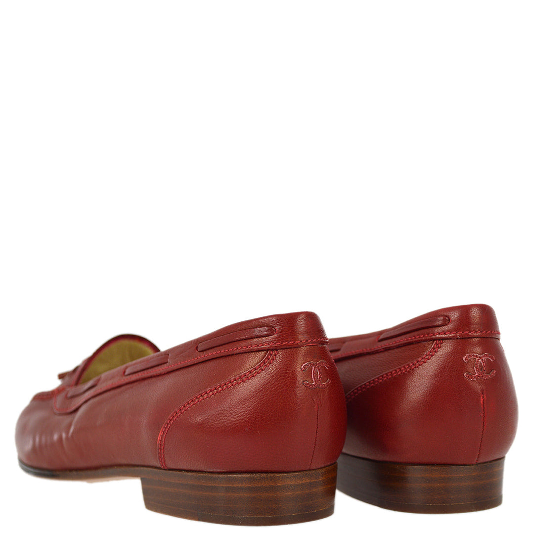 Top Quality Chanel * Red Flat Shoes #37 1/2