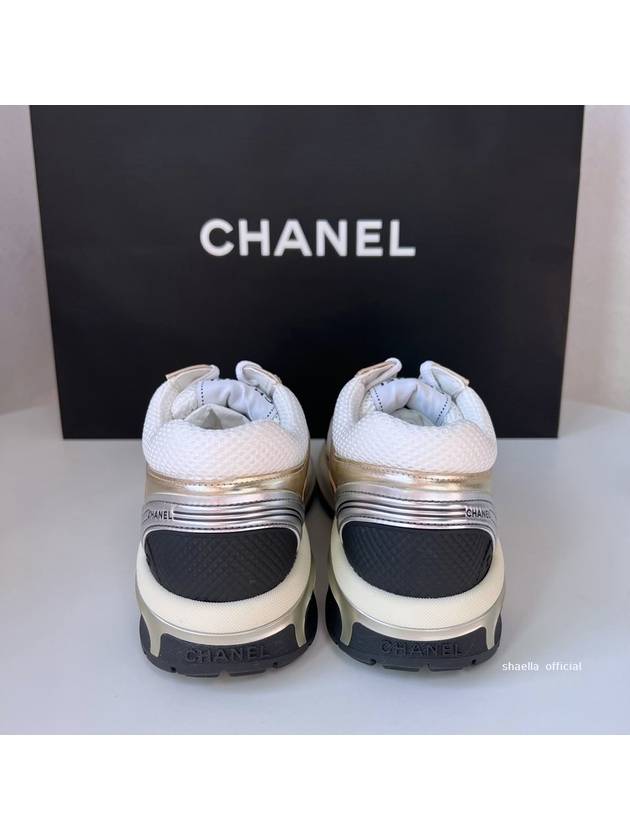 Fabric Laminated Low Top Sneakers Gold Chanel