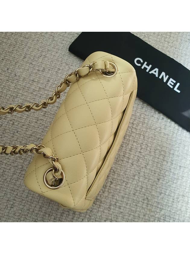 Mini Flap Lambskin Cross Bag Light Yellow Chanel