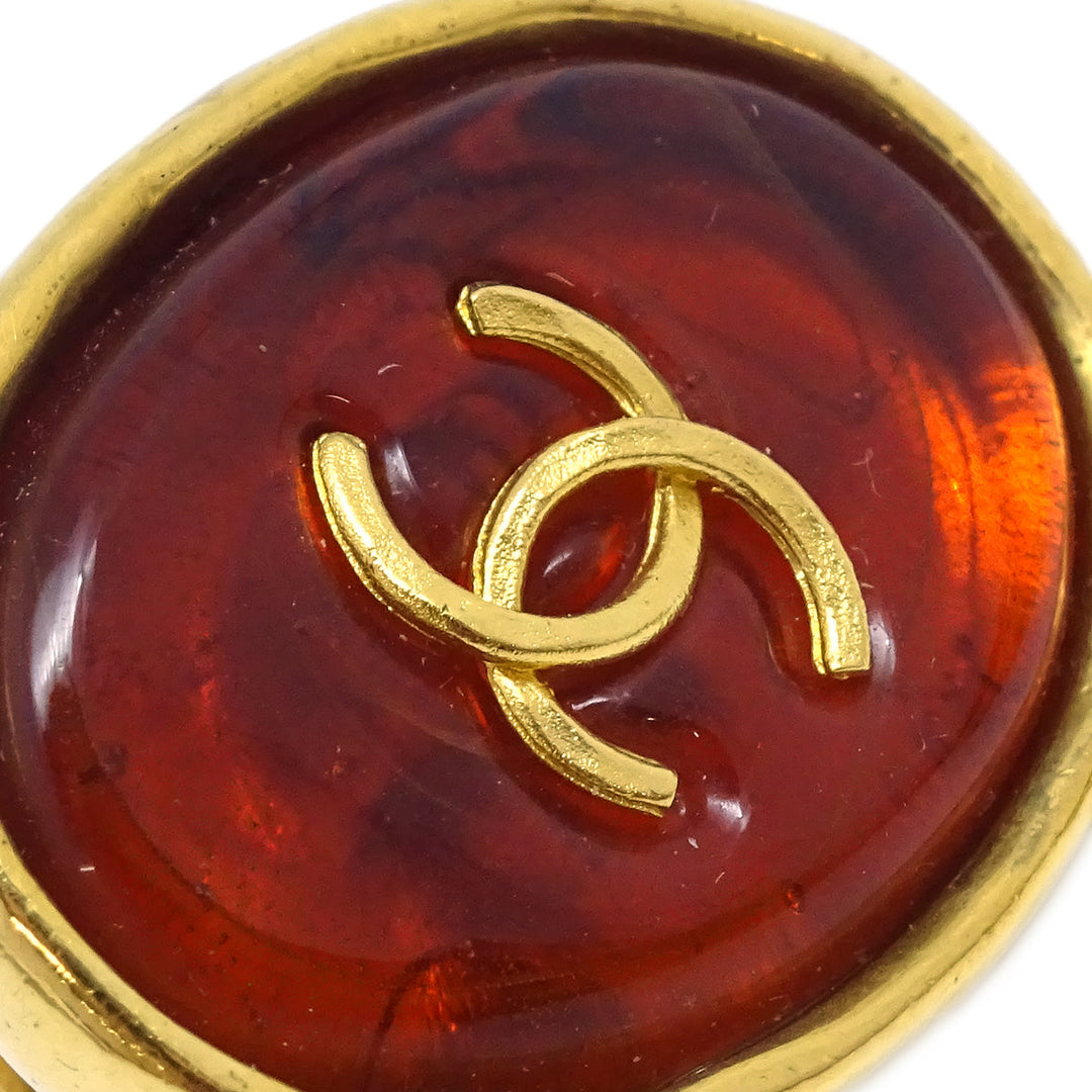 Top Quality Chanel Gripoix Oval Earrings Clip-On Red 93A