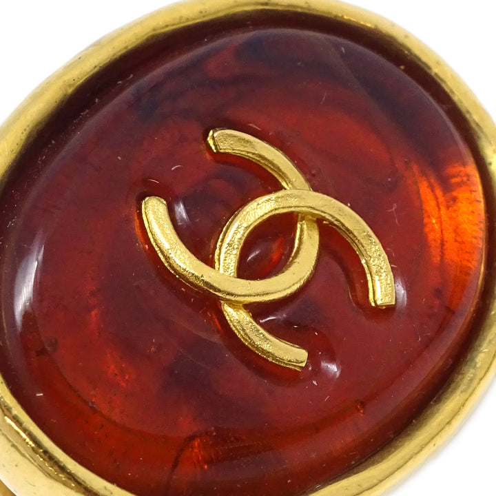 Top Quality Chanel Gripoix Oval Earrings Clip-On Red 93A
