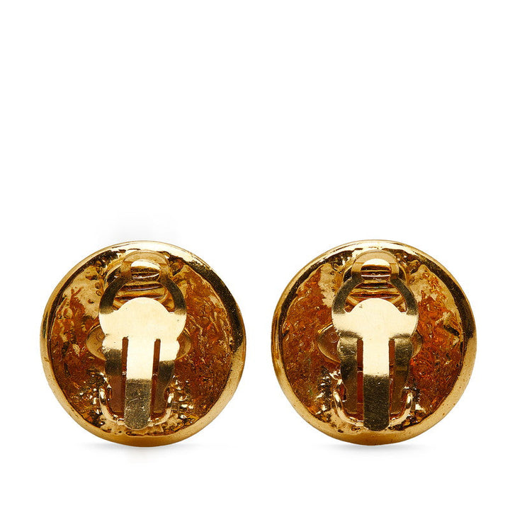 Top Quality Chanel Vintage Coco Mark Round Earrings Gold Plated Women's